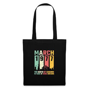 46e anniversaire Mars Né 1977 Idée cadeau - Sac en tissu - noir - Devant