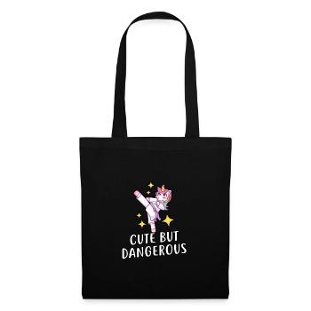 Niedliches, aber Einhorn-Karate - Stoffbeutel - Schwarz - Vorne