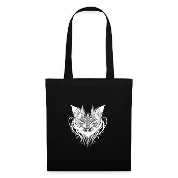 Chat de tatouage tribal - Sac en tissu - noir - Devant