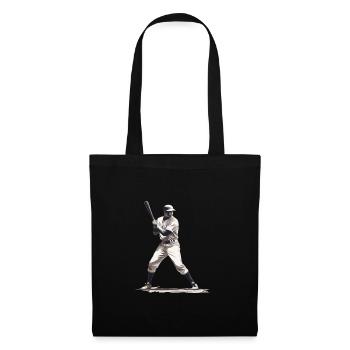Joueur de baseball avec batte de baseball - Sac en tissu - noir - Devant
