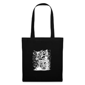 Kleine coole Space Katze Splash Tattoo Style - Stoffbeutel - Schwarz - Vorne