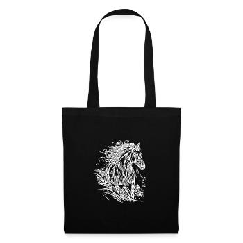 Etalon au galop avec crinière élégante dans le vent - Sac en tissu - noir - Devant