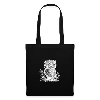 Cute little vintage owl on a branch - Tote Bag - black - Front