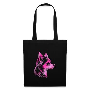 Chihuahua, longhair, dog head, drawing pink - Tote Bag - black - Front