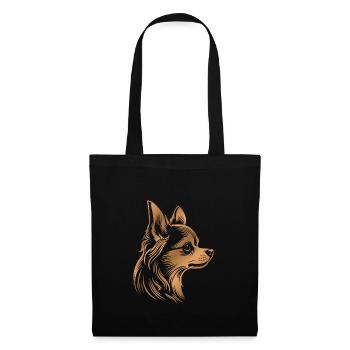 Chihuahua, longhair, dog head, drawing bronze - Tote Bag - black - Front