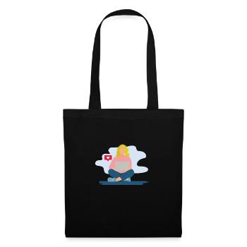 Des filles sur l’ordinateur portable - Sac en tissu - noir - Devant