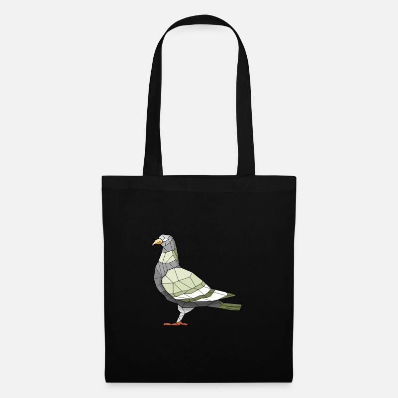 Taube Geometrisch Vogel - Stoffbeutel - Schwarz