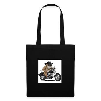 Le chien motard cool avec moto et lunettes de soleil - Sac en tissu - noir - Devant