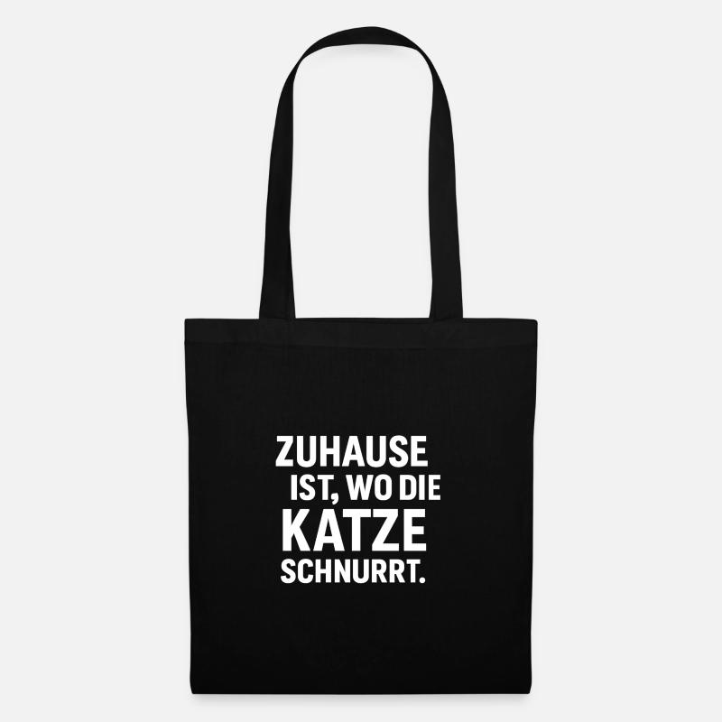 Zuhause ist, wo Katze schnurrt - Stoffbeutel - Schwarz