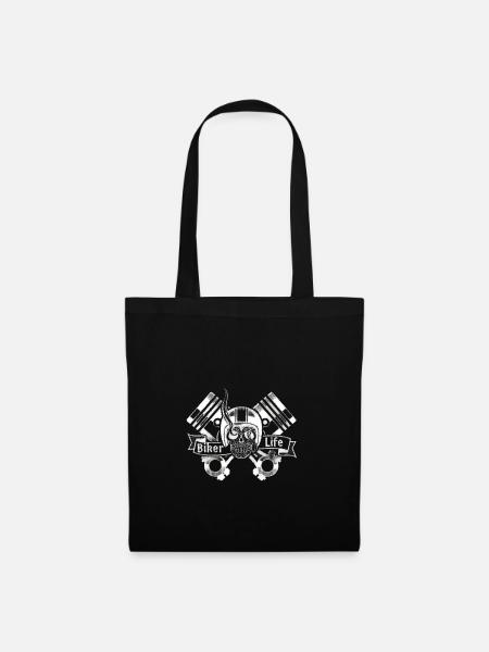 Biker Life Piston Skull Moto - Sac en tissu - noir
