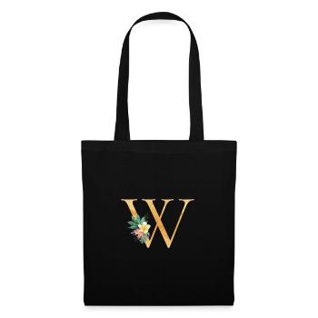 Monogramme personnalisable W Botanique Tropicale - Sac en tissu - noir - Devant