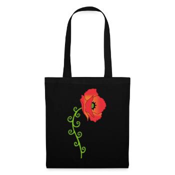 Poppy flower and spiral leaves - Tote Bag - black - Front