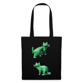 Duo des chats en géométrie verte - Sac en tissu - noir - Devant