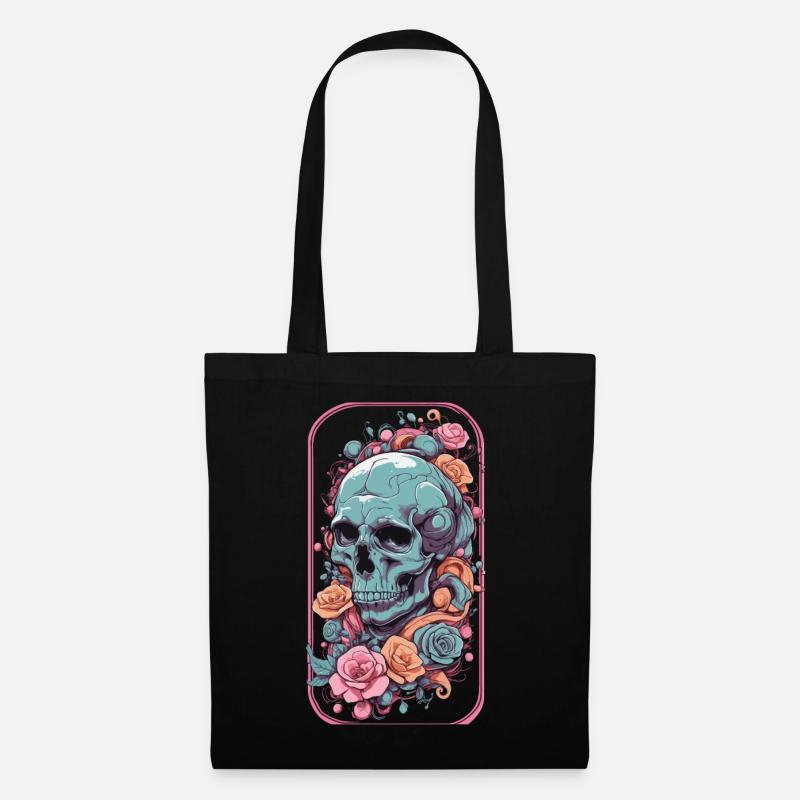 Ästhetisches Gothic Skull Rosen Okkult Design - Stoffbeutel - Schwarz