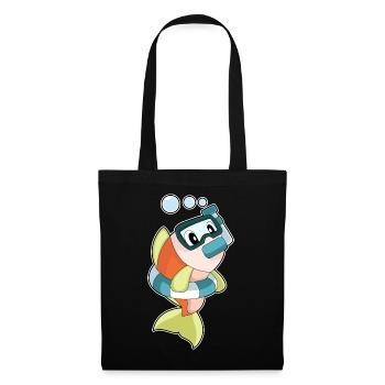 Fisch Taucher Schnorchel Tauchen - Stoffbeutel - Schwarz - Vorne