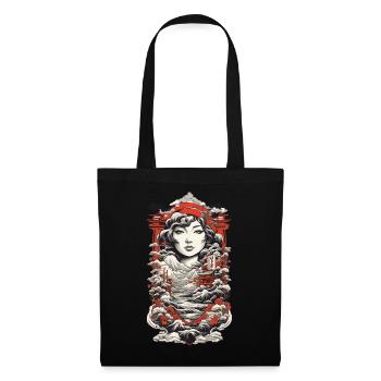 Ukiyo-E paysage asiatique Vintage Kanji - Sac en tissu - noir - Devant