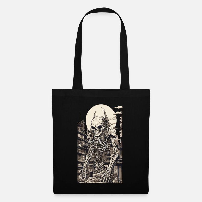 Edo Japan Yokai Skeleton Ukiyo-E Artwork - Tote Bag - black