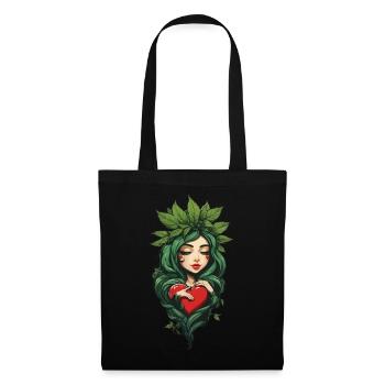 Plant Leaves Girl Heart Tattoo Streetwear - Tote Bag - black - Front