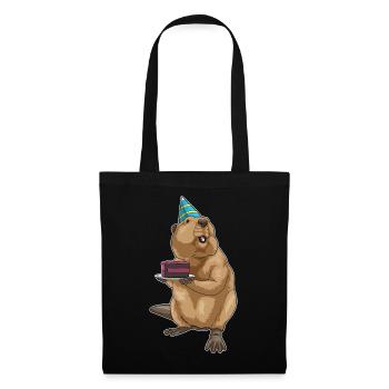 Gâteau d’anniversaire de castor - Sac en tissu - noir - Devant