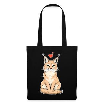 Lynx avec cœur – Sauvage et affectueux - Sac en tissu - noir - Devant