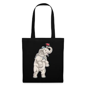 Elefant Seemann Seemansmütze - Stoffbeutel - Schwarz - Vorne