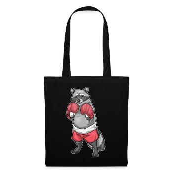 Waschbär Boxer Boxhandschuhe Boxen - Stoffbeutel - Schwarz - Vorne