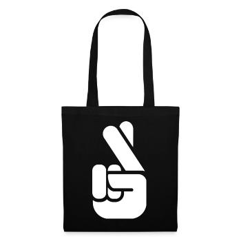 Signes du doigt : Symbole de la paix, du poing et de la croix - Sac en tissu - noir - Devant