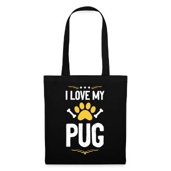 Ich liebe meinen Pug - Stoffbeutel - Schwarz - Vorne