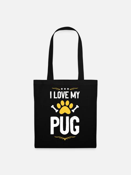 Ich liebe meinen Pug - Stoffbeutel - Schwarz