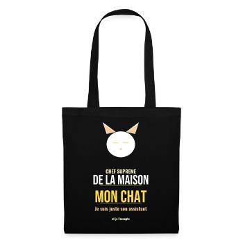 Mon Chat Chef De La Maison Humour Felin Maître - Sac en tissu - noir - Devant