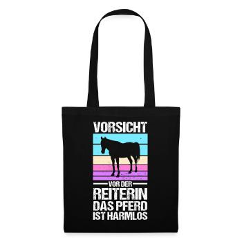 Reiten Pferdeliebhaber Reiterhof Pferde - Stoffbeutel - Schwarz - Vorne