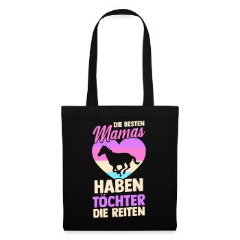 Reiten Mama Mutter Pferdeliebhaber Reiterhof Pferd - Stoffbeutel - Schwarz - Vorne