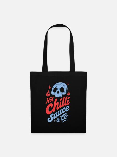 Blauer Totenkopf Chili-Sauce Design - Stoffbeutel - Schwarz