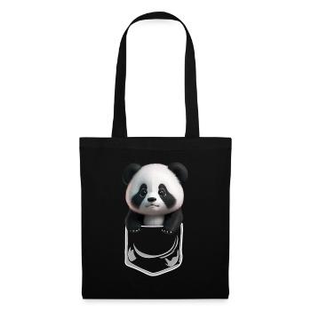 Baby Panda Brusttsche Weiss - Stoffbeutel - Schwarz - Vorne
