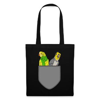Ornithologe Vogel Geschenk Brusttasche Sittich - Stoffbeutel - Schwarz - Vorne