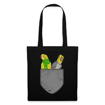 Vogelliebhaber Geschenk Süßes Brusttasche Sittich - Stoffbeutel - Schwarz - Vorne
