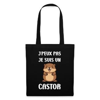 Humour petit castor - Sac en tissu - noir - Devant