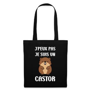 Humour petit castor - Sac en tissu - noir - Devant