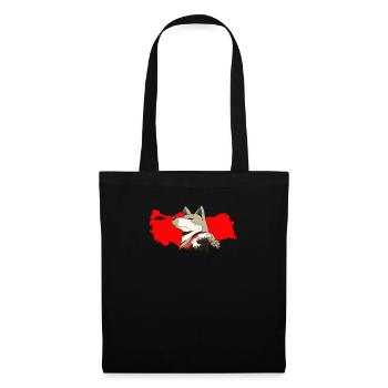 Türkiye Türkei Flagge Geschenk mit Wolf Göktürk - Stoffbeutel - Schwarz - Vorne