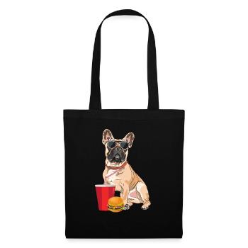 Französische Bulldogge - Stoffbeutel - Schwarz - Vorne