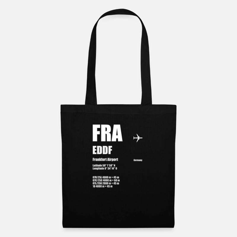FRA Frankfurt Airport Flughafen Code Geschenk - Stoffbeutel - Schwarz
