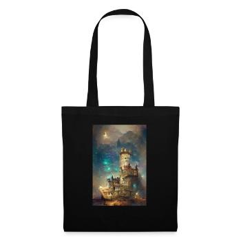 Château de peinture à l’huile, château dans une nuit étoilée, - Sac en tissu - noir - Devant