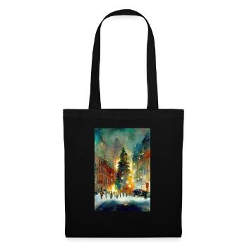 Aquarelle Ville de Noël - Sac en tissu - noir - Devant