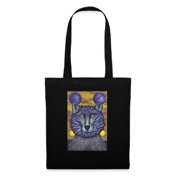 Loup avec lune - Sac en tissu - noir - Devant