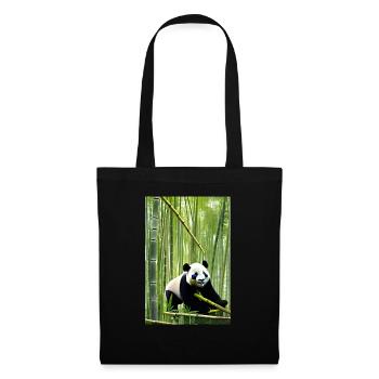 Darstellung eines niedlichen Pandas im Bambuswald. - Stoffbeutel - Schwarz - Vorne