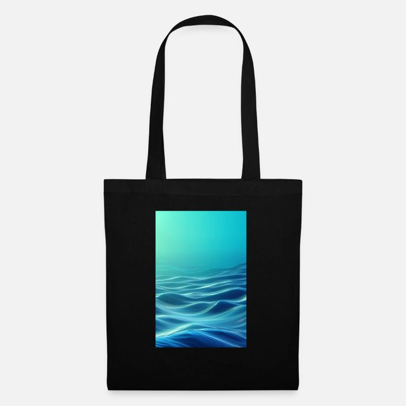 Low-Poly Wave - Stoffbeutel - Schwarz