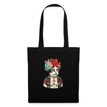 Flowery cat - Tote Bag - black - Front