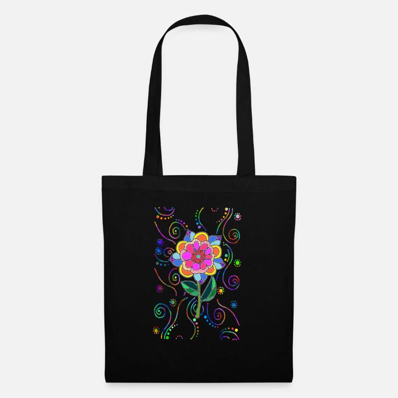Fleur - Sac en tissu - noir