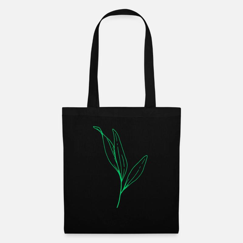 Blumen,Pflanze, Blatt - Stoffbeutel - Schwarz