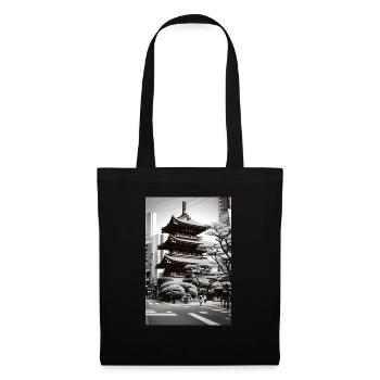 Tokio-Landschaft - Stoffbeutel - Schwarz - Vorne